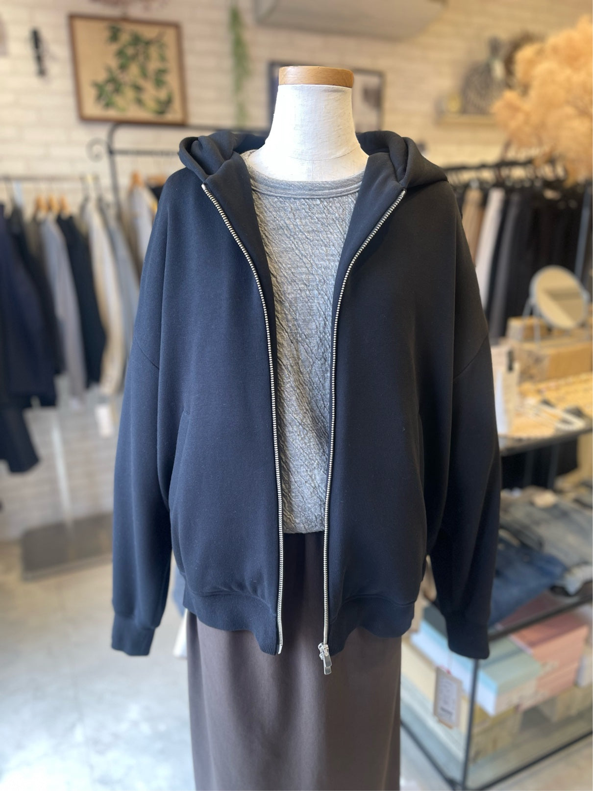 cafune//ジップアップフード