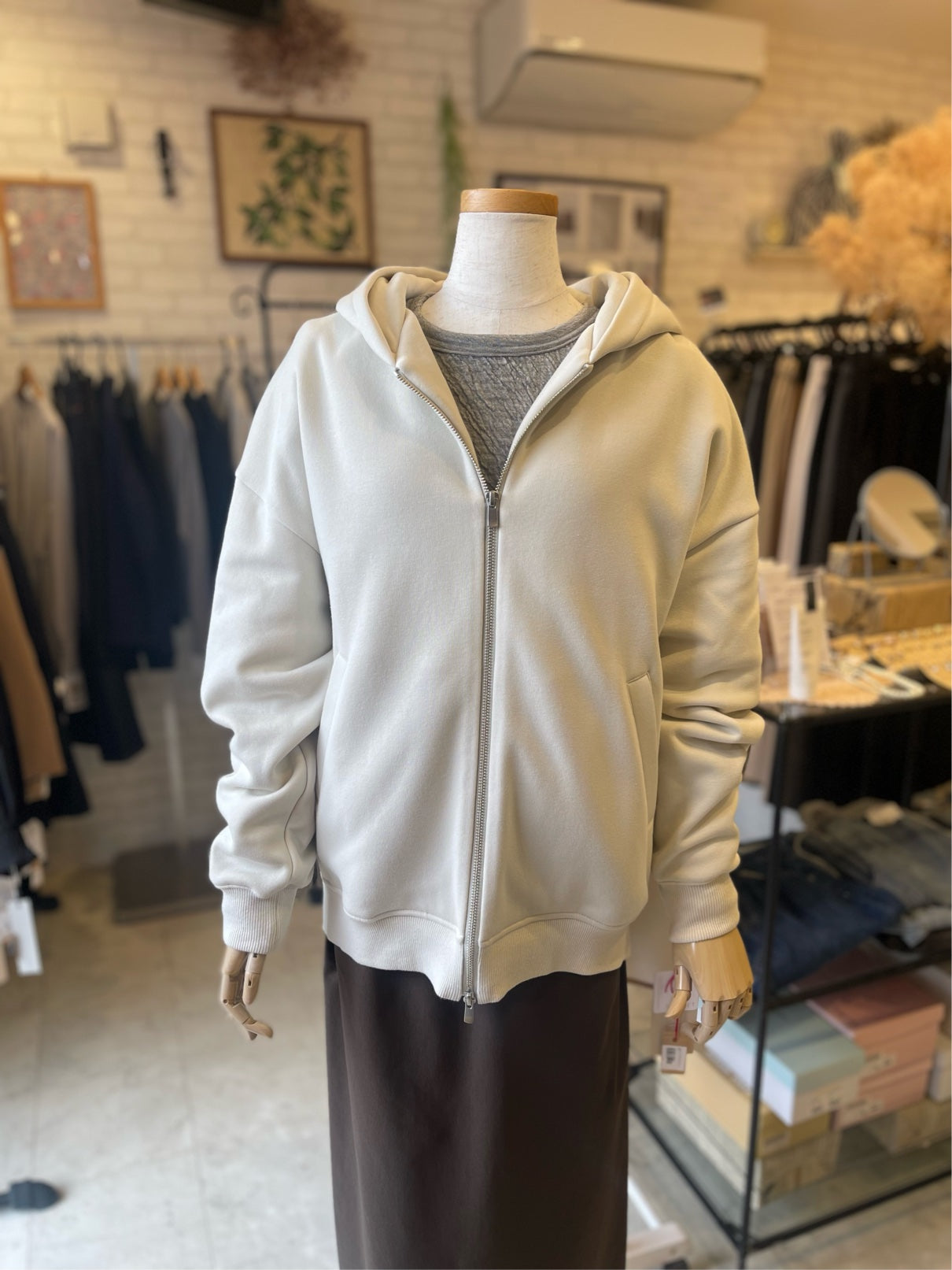 cafune//ジップアップフード